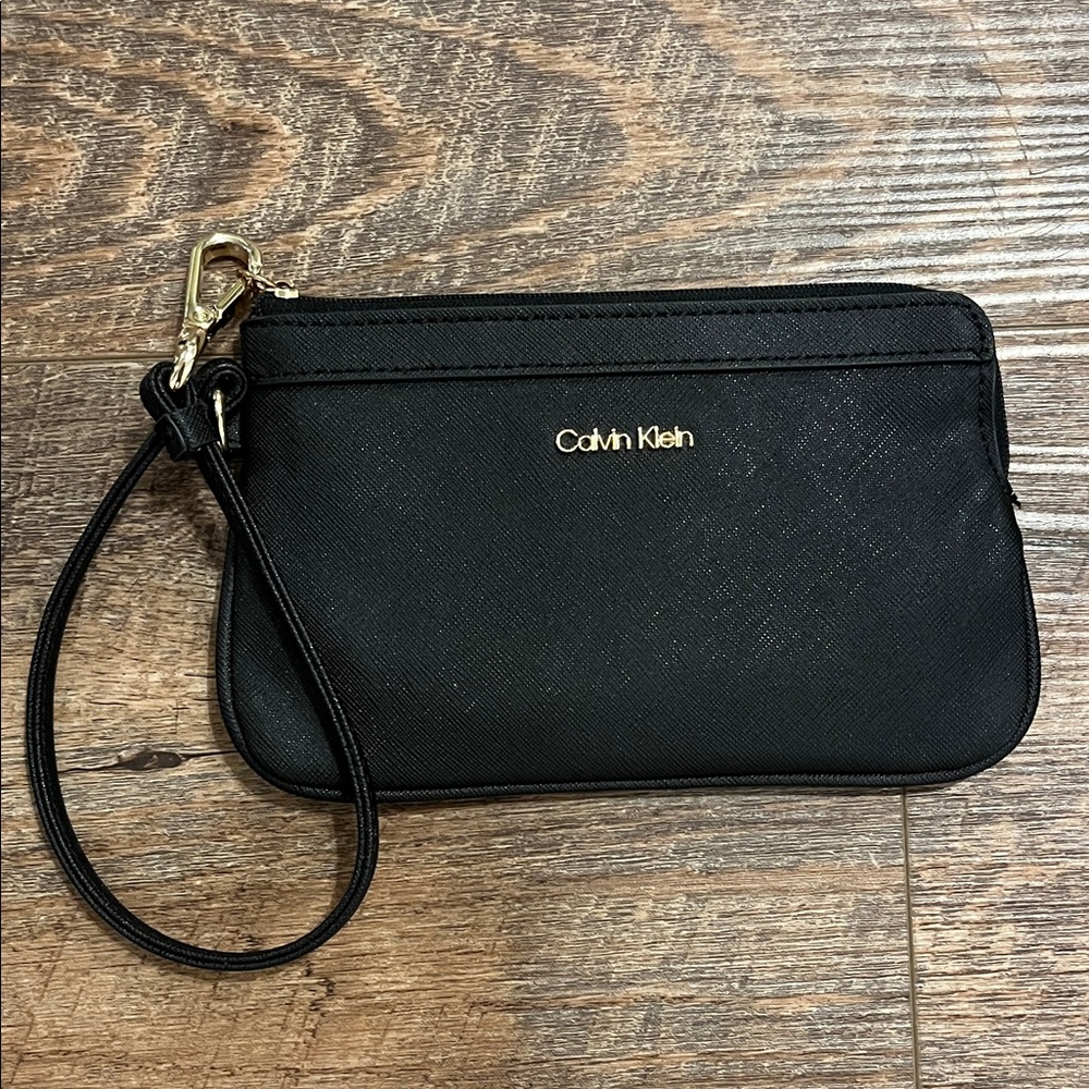 Calvin Klein Black & Gold Wristlet Pouch